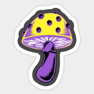 Nonbinary Pride Flag Vintage LGBTQIA+ Mushroom Sticker